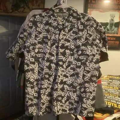 ME Sport Mens Shirt Size Large Black Short Sleeve Button Dice - Image 1 of 3