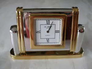 HEAVY BRASS & CHROME MANTLE TABLE BEDSIDE CLOCK BY WIDDOP BRAND NEW IN THE BOX - Picture 1 of 7