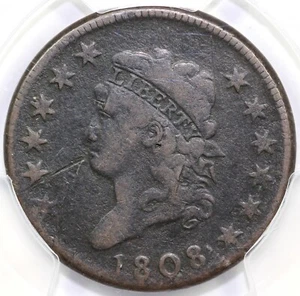 1808 1c S-277 Classic Head Large Cent PCGS F Detail Damage - Picture 1 of 5
