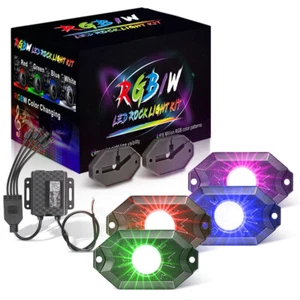 For Can Am Maverick X3 Max 4-Pods RGB LED Rock Lights Wireless Bluetooth Truck - Picture 1 of 13