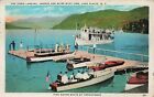 1930's NY Postcard Doris Landing, George & Bliss Boat Line Lake Placid NY321
