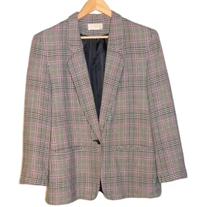 Pendleton Size 10-12 100% Wool Tartan Plaid Blazer Hot Pink Pin Stripe - Picture 1 of 10