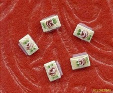 Rare VINTAGE GUILLOCHE Enamel Roses 2 hole Antique Doll Buttons Beads Sew ons 