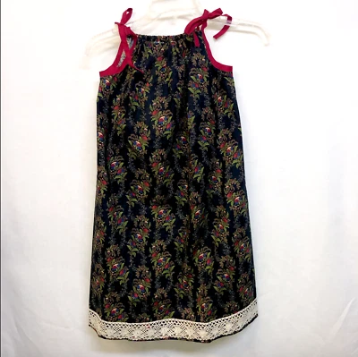 Nuevo Vestido de Algodón Funda de Almohada Navidad Floral Rojo Negro Verde Talla 8 10 Foto 1 de 4