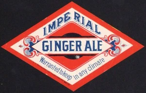 Vintage soda pop bottle label IMPERIAL GINGER ALE diamond shaped new old stock - Picture 1 of 2