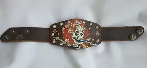 Pulsera Ed Hardy Cuero con Joyas Calavera Flor Pelo Rojo Cabello Marrón - Imagen 1 de 7