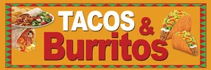 2ft x 6ft Tacos & Burritos (brd) Vinyl Banner 2'x6'  -Alt to Banner Flag  (148) - Bild 1 von 1