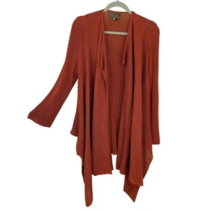Cárdigan de lino ZUZA BART de gran tamaño mediano naranja quemado Lagenlook artístico boho - Imagen 1 de 11