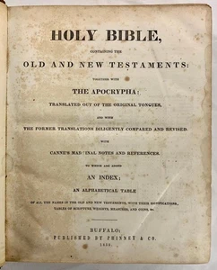 1853 Fowlston Surname Holy Bible Phinney & Co Buffalo New Lisbon New York NY (O) - Picture 1 of 1
