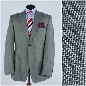 Mens HUGO BOSS Textured Sport Coat 42R US Size Grey Wool Linen Blazer Jacket - Picture 1 of 14