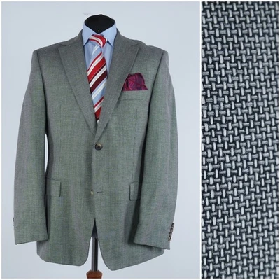 Mens HUGO BOSS Textured Sport Coat 42R US Size Grey Wool Linen Blazer Jacket - Image 1 of 4