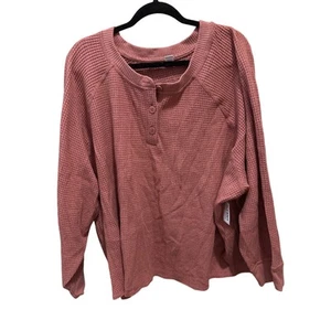 NWT Old Navy Blush Pink Waffle Knit Long Sleeve Shirt 3 Buttons Size 4X - Picture 1 of 4