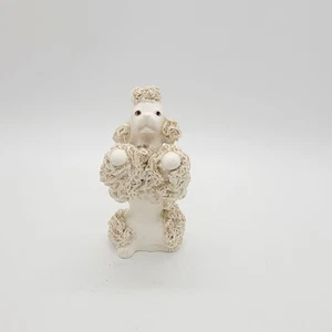Caniche mendigo espagueti de cerámica blanca vintage con toques dorados 6" de alto - Imagen 1 de 15