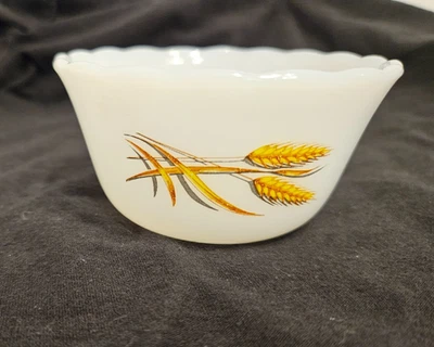 Vintage Fire-King Wheat Custard Dessert Bowl 4" Milk Glass Anchor Hocking USA - Image 1 of 4