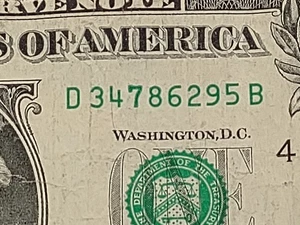 US $1 Dollar Bill 34786295 Broken Ladder 2-9 Fancy Serial Number FRN 2013 - Picture 1 of 3