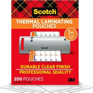 Scotch TP3854200 3 mil 11-2/5" x 8-9/10" Thermal Laminating Pouches 200/PK - Picture 1 of 6