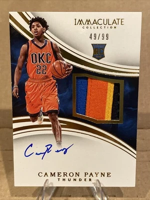 2015-16 Panini Immaculate Cameron Payne RC Jersey Patch Auto #138 Thunder /99 - Image 1 of 4