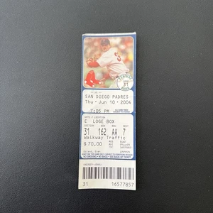 Rare Historic Red Sox 2004 Championship Year Full Ticket Fenway 06/10/04 Padres - Picture 1 of 4