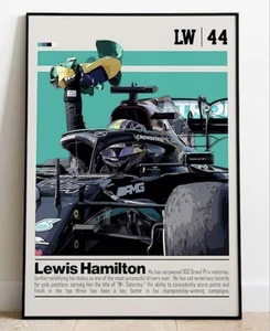 Poster artistico Lewis Hamilton Formula 1 formato A2 carta opaca spessore 420x594 mm - Foto 1 di 2