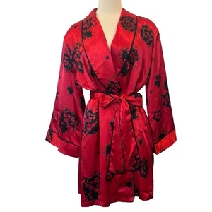 90s Victoria’s Secret Silky Satin Red Black Gothic Vampy Cosplay Vintage Robe M - Picture 1 of 10
