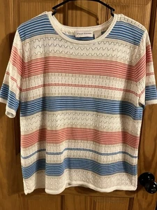 Alfred Dunner Stricktop Größe M gestreift mehrfarbig Kurzarmshirt Damen - Bild 1 von 4
