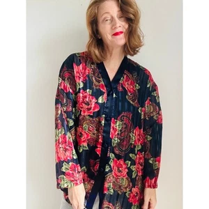 Vintage Victoria's Secret Gold Label Blouse/Pajama Top Size large Sheer Floral - Picture 1 of 7