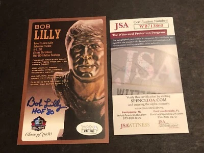 JSA BOB LILLY SIGNED 4x6 PHOTO NFL HALL OF FAME AUTOGRAPHED BUST PLAQUE 860 - Image 1 of 2