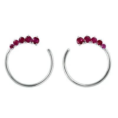 1.13ct Ruby Hoop Style Round Stud Earrings 18k White Gold - Image 1 of 4