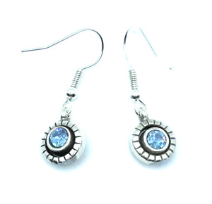 Brighton Halo Eclipse Aqua Blue Crystals Circles Custom Silver Earrings
