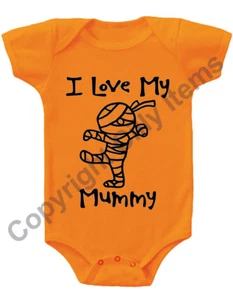 I LOVE MY MUMMY ORANGE One piece FUNNY Baby Shower Gift INFANT T-SHIRT - Picture 1 of 4