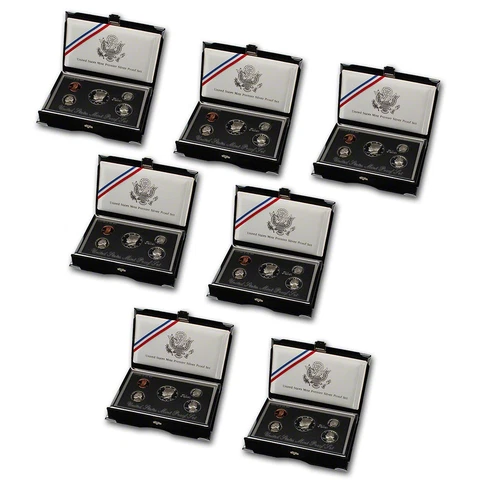 1992-1998 90% Silver United States Premier Proof Sets Run US Mint Box & COA Cover