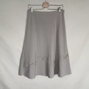 Vintage BM A Line Skirt Size 12 Light Brown Beige Bow Detail Pull On Elastic Wai - Picture 1 of 8
