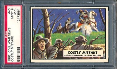 1962 Topps Civil War News #43: Costly Mistake ~ PSA 9 oc - Image 1 of 2