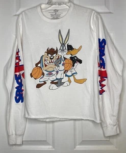 T-shirt uomo vintage SPACE JAM bianca retro davanti grafica L/s taglia media insetti coniglietto - Foto 1 di 4