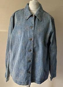 Women’s Denim Jacket Size 14 Embroidered - Picture 1 of 9