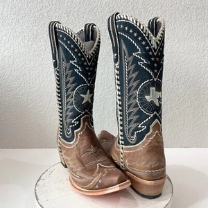 Lane RODEO HOUSTON Womens Cowboy Boots 11 Brown Western Cowgirl Mid Calf Tall - Picture 1 of 13