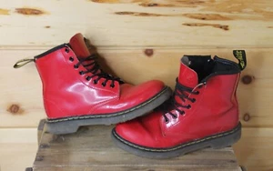 Girls Doc Martens Girls 8 Eye Red Air Wair Boot With Zip Up Side US Size 2 - Foto 1 di 9