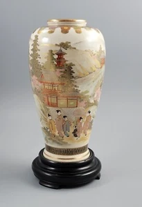 Satsuma Vase, Hayakawa Kyoto, Mt. Fuji Scene, Meiji c.1890, Shimazu Mark - Picture 1 of 11
