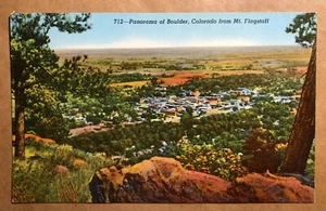 Boulder Colorado Panorama Aerial Birds Eye View Postcard Unposted Mt Flagstaff - Picture 1 of 2
