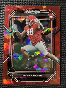 2023 Prizm Draft Picks Jalen Carter RC Red Cracked Ice #163 Eagles - Picture 1 of 2