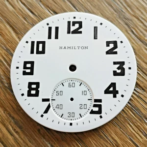 Hamilton Antique Pocket Watch Dial Part, 42.7mm Railroad Bold Numerals (BT4) - Picture 1 of 8