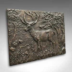 Vintage Stag Relief Plaque, English, Bronze, Decorative Plate, Country House - Picture 1 of 7