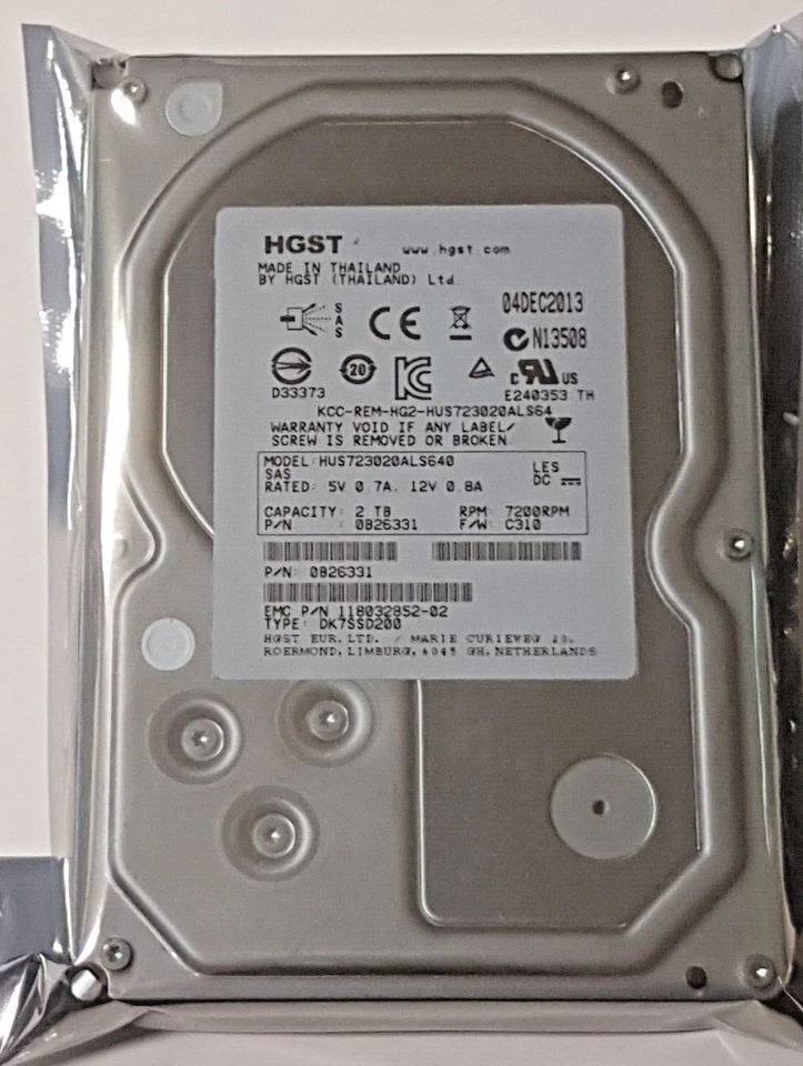 2 SAS HGST HUS723020ALS640 7200rpm 64MB HDD 3.5 " Internal Hard Drive New - Image 1 of 1