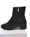 Hogl Sz 5.5 Or 7.5 Aus ,black Leather Ankle Boots, Side Zip . Block Heel
