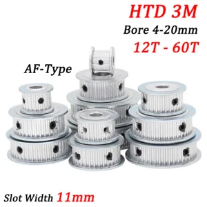 HTD 3M Timing Belt Pulley AF-Type 12T-60T Bore 4-20mm For 10mm Wide Timing Belt - Picture 1 of 34