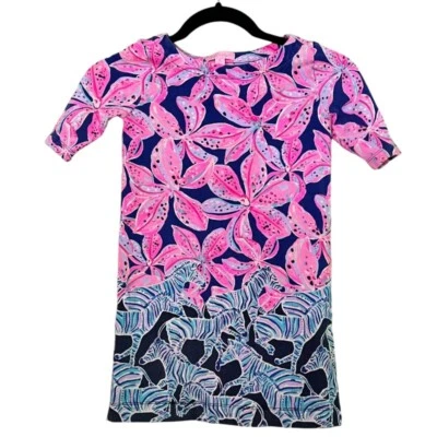 Vestido Lilly Pulitzer Niñas Lilah Púrpura Real Niño Salvaje Cebra Floral Mediano 6 7 Foto 1 de 4