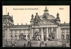 Ansichtskarte Berlin-Tiergarten, Bismarckdenkmal und Reichstagsgebäude 