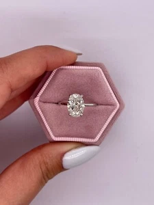 3.00 Ct G VS1 Oval Cut Solitaire Lab Grown Diamond Ring IGI Certified 14 Gold - Picture 1 of 7