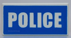 Lego 2x White Tile Decorated 1 x 2 Police Sign Sticker Version - Picture 1 of 1