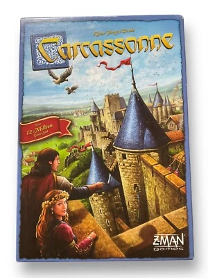 Carcassonne Board Game Z-Man Games Includes River & Abbot Expansions - Image 1 of 4